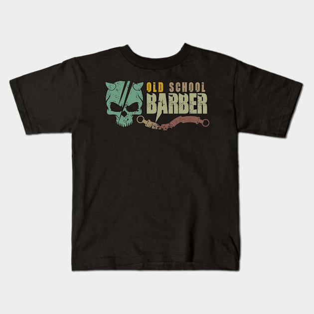 Old School Barber Kids T-Shirt by Toogoo